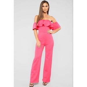 NWT Fashion Nova Wide Leg Off Shoulder Jumpsuit- M